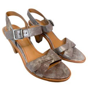 Trask 3” Heel Leather Sandals Summer Metallic Pewter size 6